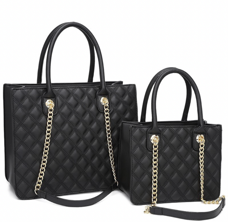2 Piece Quilted Designer Look Handbag Set