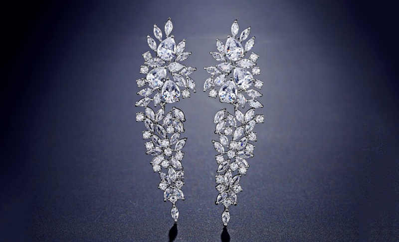 Luxury Marquise Cut Cluster Zirconia Long Earring