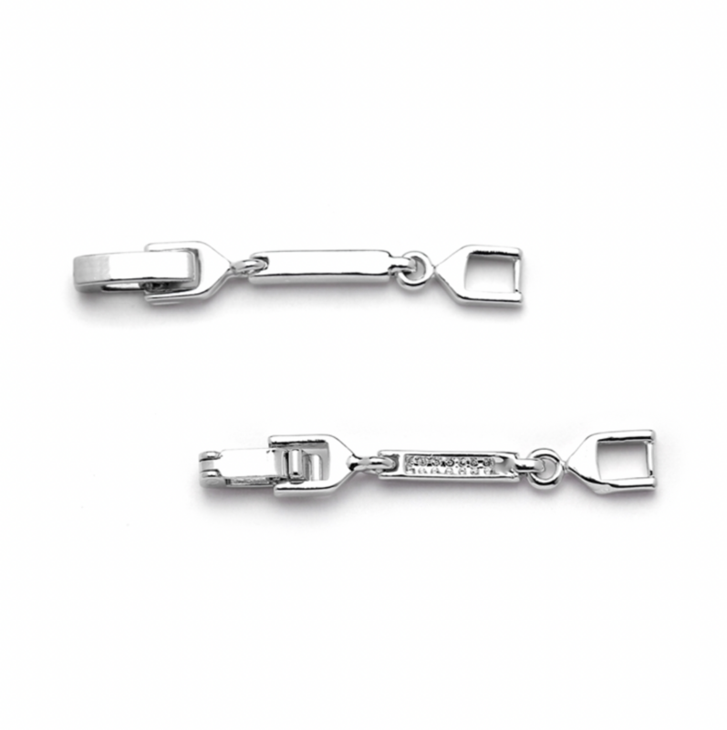 1 1/4&quot; Necklace Extender Foldover Clasp - Genuine Rhodium Plated