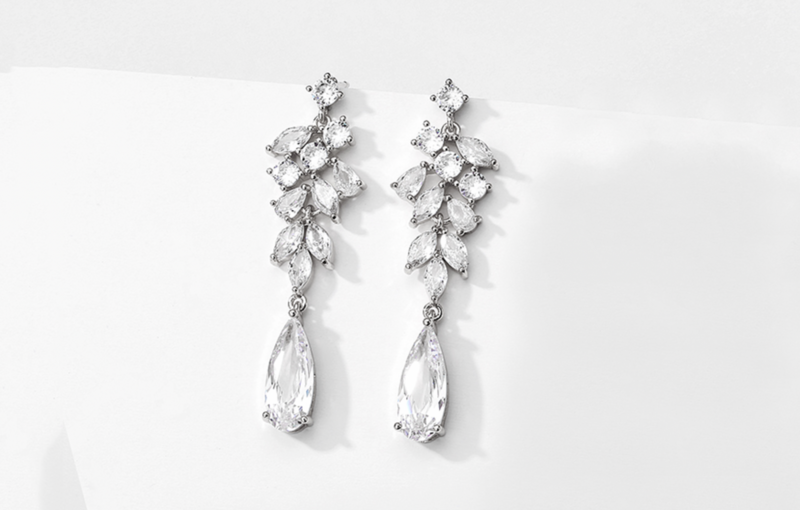 Multi Shape AAA CZ Cluster Top Elongated Earring