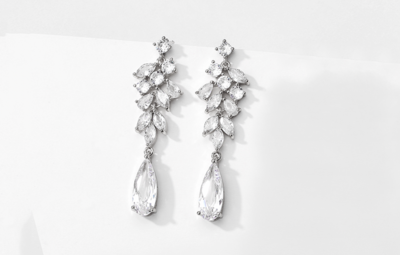 Multi Shape AAA CZ Cluster Top Elongated Earring