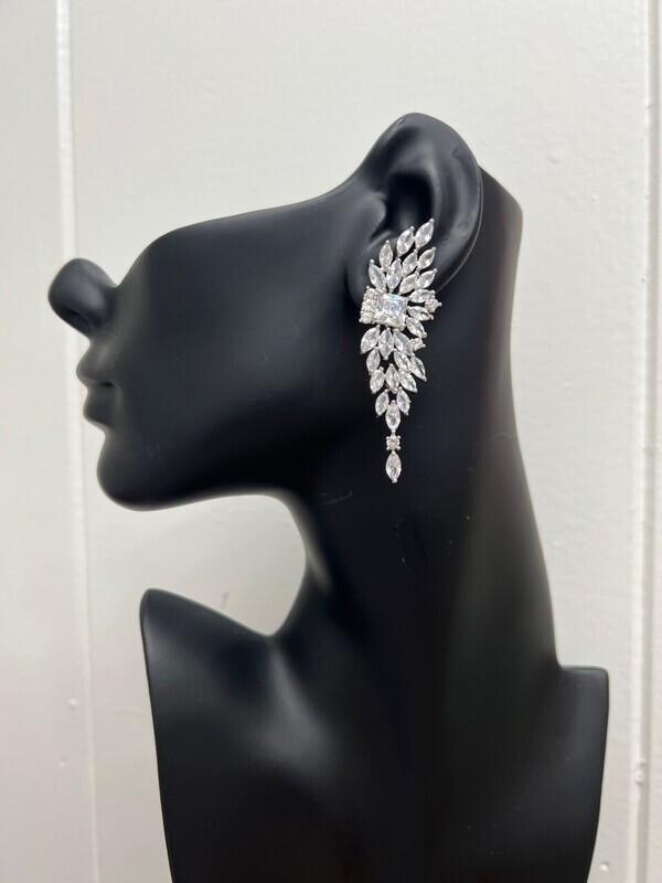 Luxurious Marquise Statement Earring Emerald Cut CZ Center