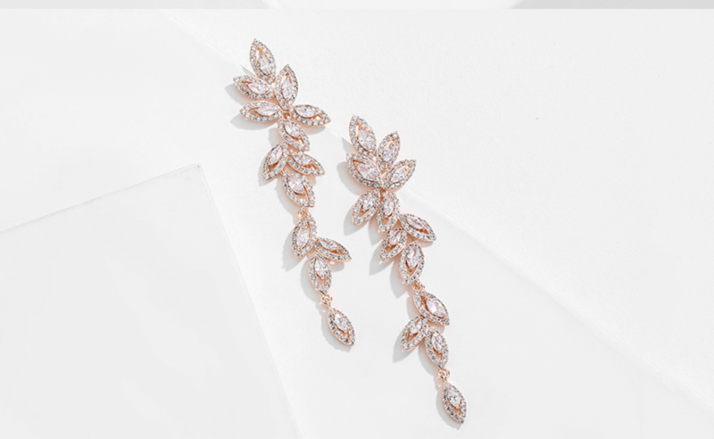 AAA Cubic Zirconia Marquise Halo Long Earring