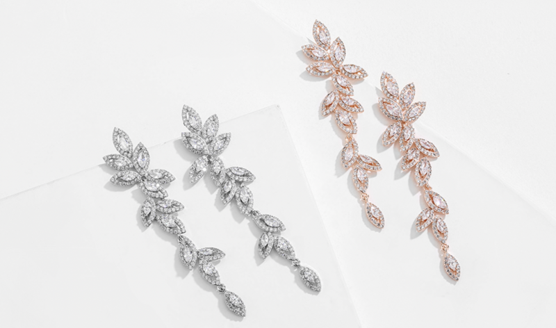 AAA Cubic Zirconia Marquise Halo Long Earring