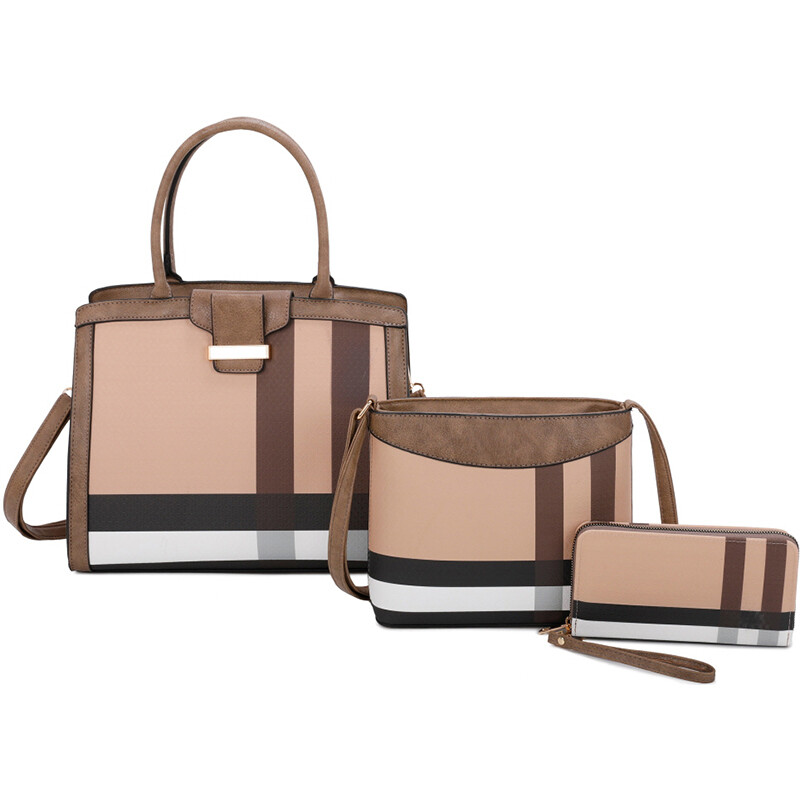 Designer Look Plaid Check 3-in-1 Satchel Set