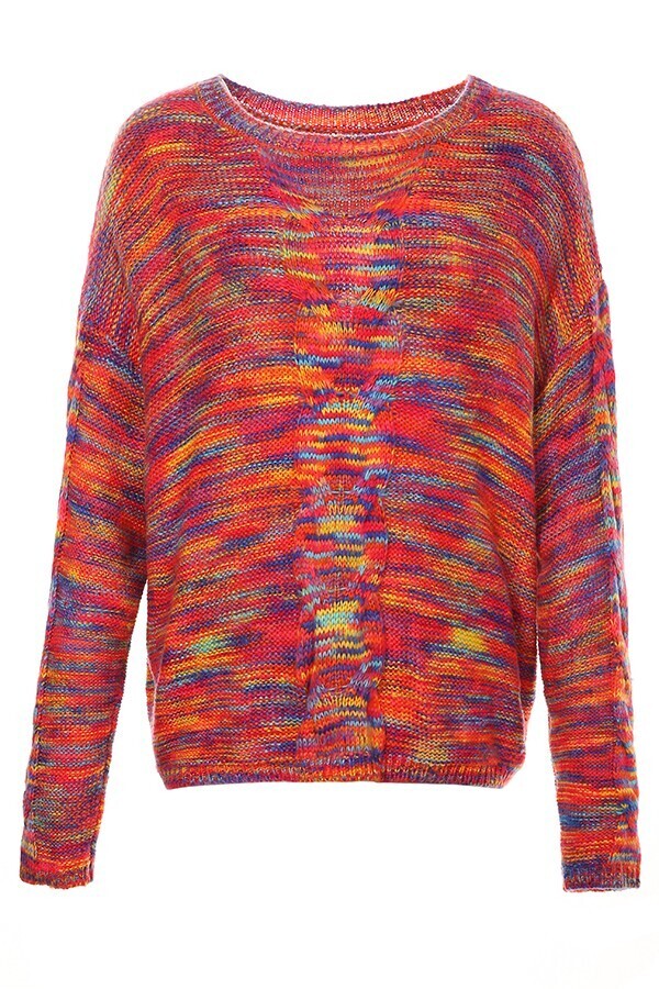Rainbow Multi Long Sleeve Pullover Sweater