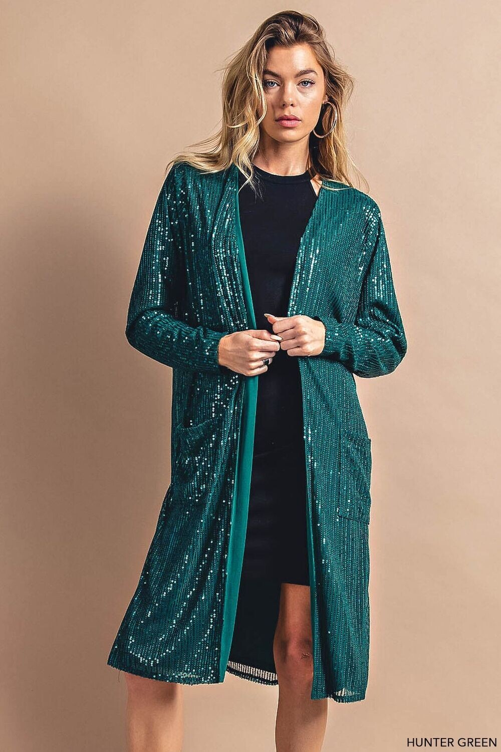 Emerald Green Fully Lined Sequin Duster