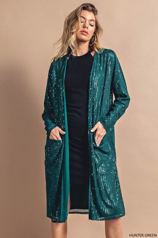 Emerald Green Fully Lined Sequin Duster