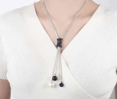 Designer Inspired Multi Chain Embellished Tassel Necklace