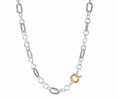 Designer Inspired Long Link Necklace Gold Clasp