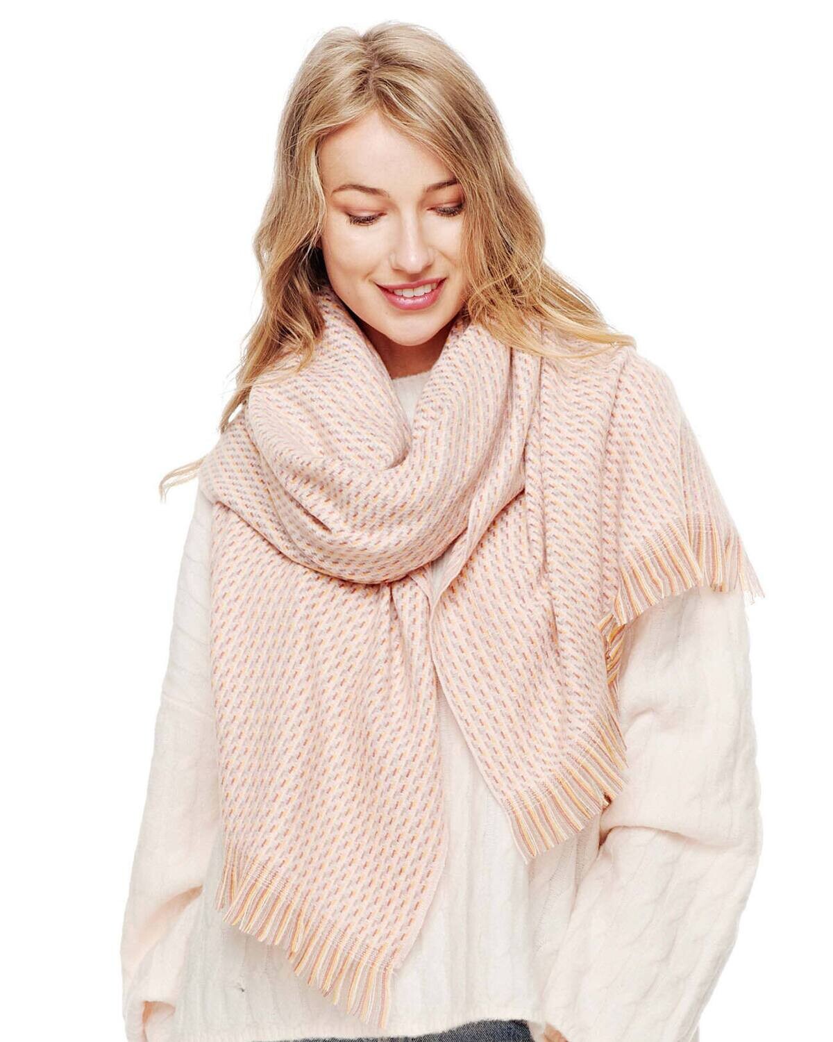 Soft Multi Color Oblong Scarf, Color: Light Pink Multi