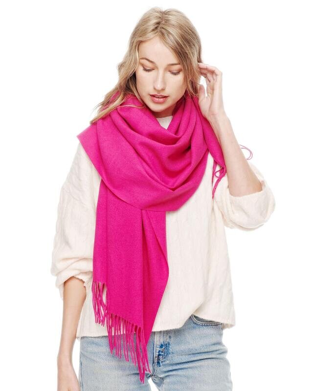 Solid Fuchsia Super Soft 20% Cashmere Oblong Scarf