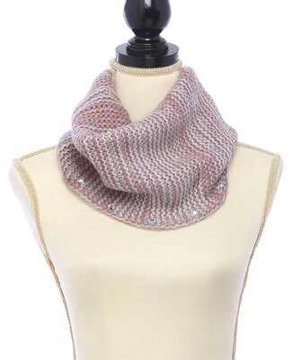 Pink/Ivory Stone Infinity Scarf with Metallic