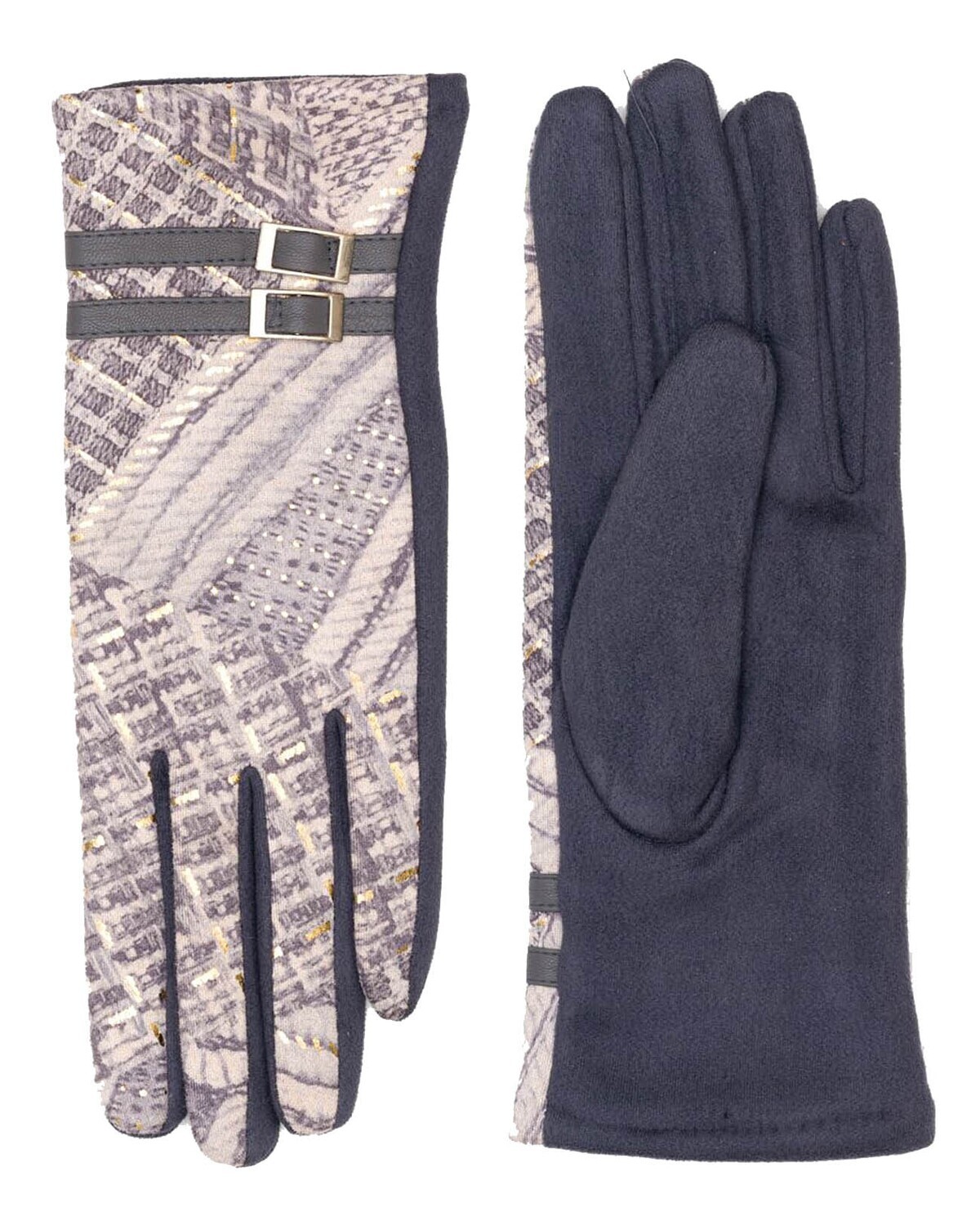Soft Color Printed Touch Screen Gloves With Buckle