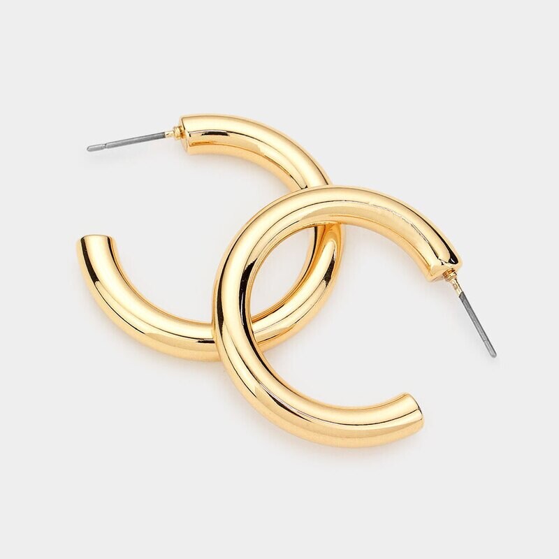 Gold Metal Hoop Earrings