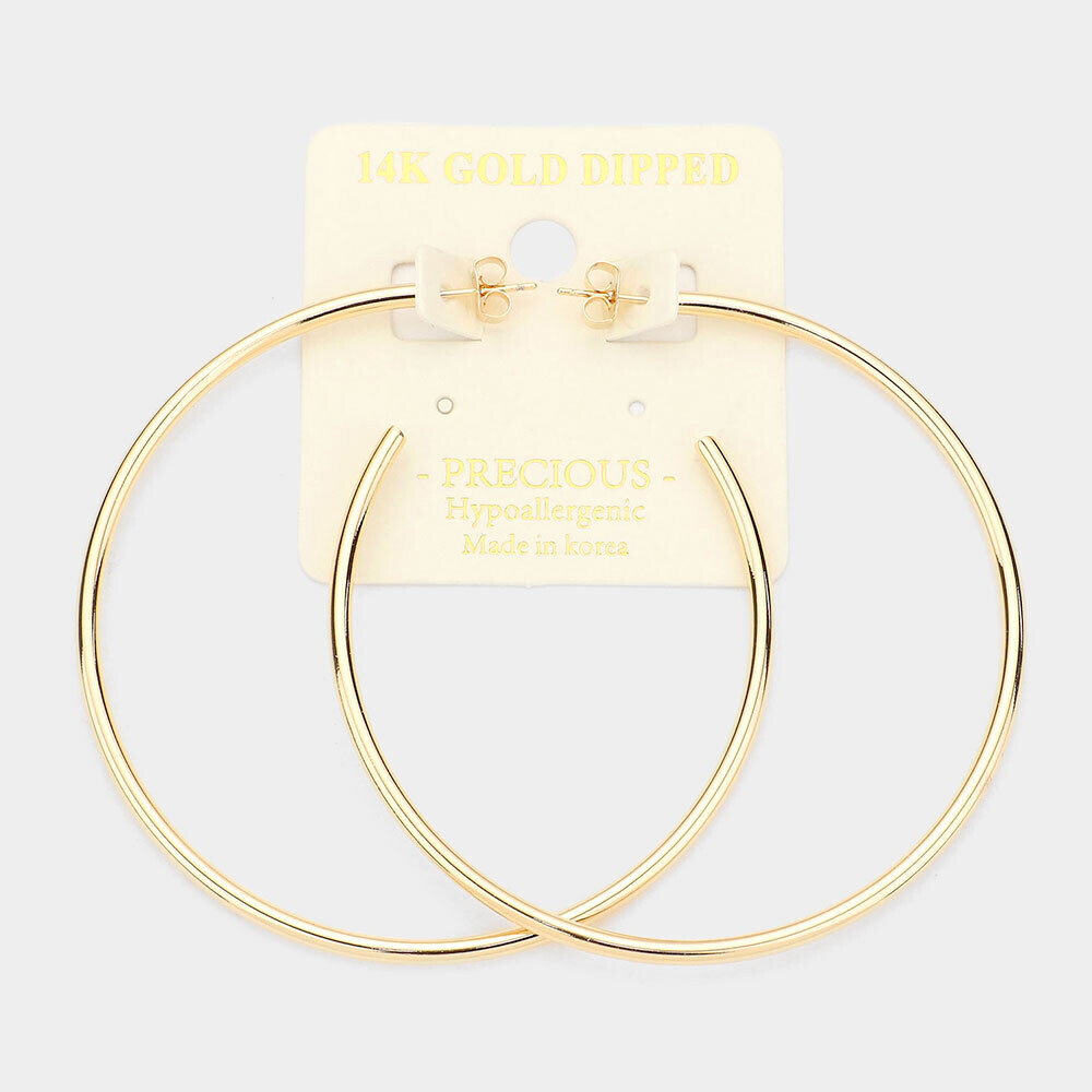 14K Gold Dipped Metal Hoop Earrings