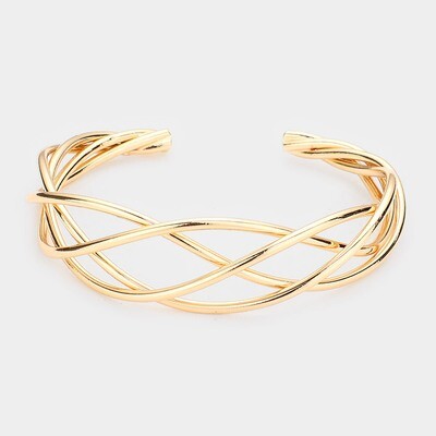 Brass Metal Braided Cuff Bracelet