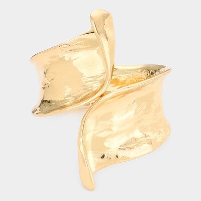 Gold Abstract Metal Hinged Bracelet