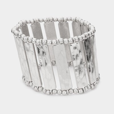 Metal Ball Trimmed Rectangle Stretch Bracelet