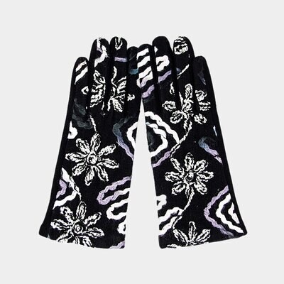 Flower Embroidery Multi Color Smart Touch Gloves