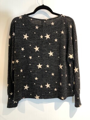 Charcoal Ivory Star Soft Knit Sweater