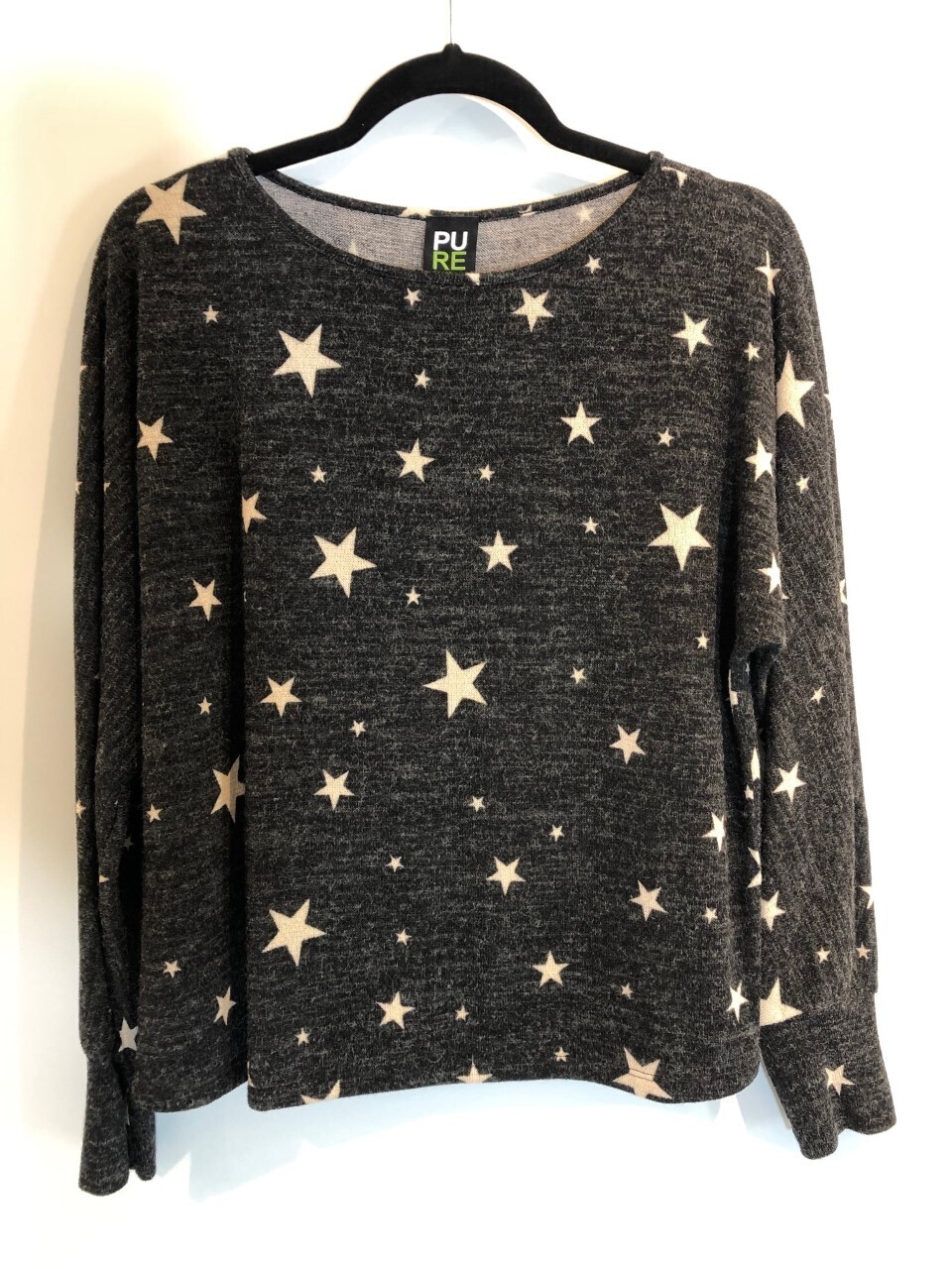 Charcoal Ivory Star Soft Knit Sweater