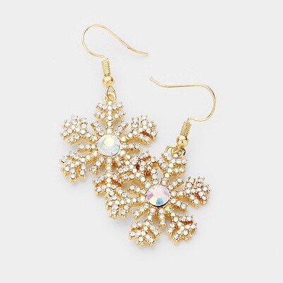 Crystal Pave Snowflake Dangle Earrings