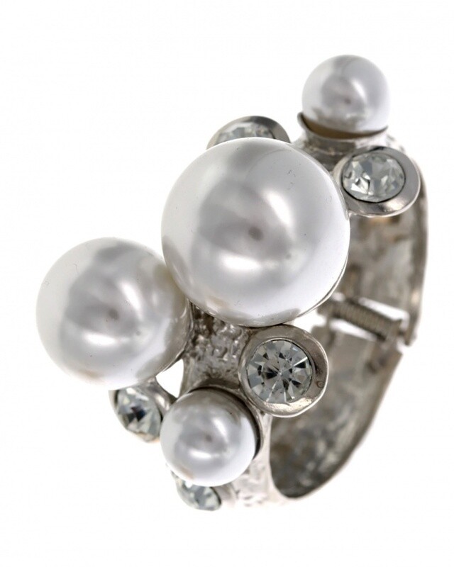 Metal Pearl Cuff Statement Bracelet