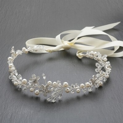 Pearl & Swarovski Crystal Handmade Bridal Floral Headband