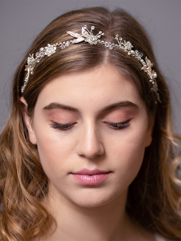 Freshwater Pearl/Crystal  Floral Handmade Hair Band