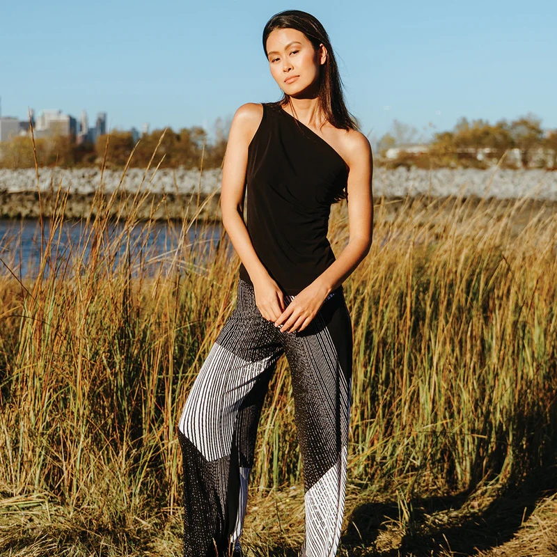 Black/White Geo Patch Palazzo Pant