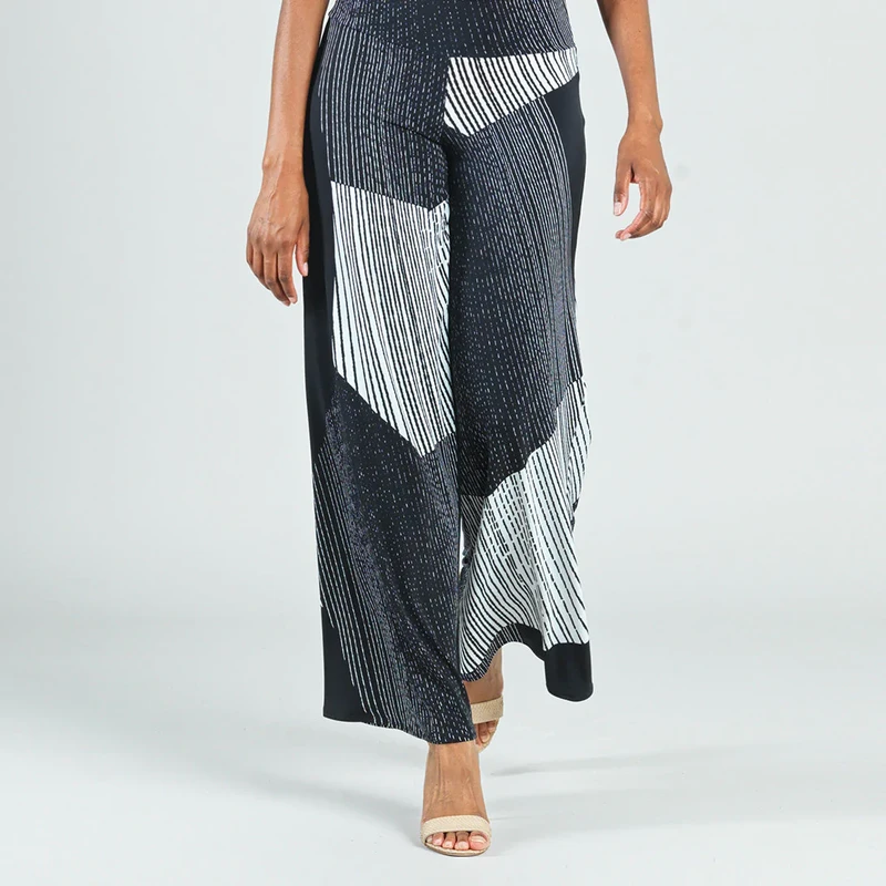 Black/White Geo Patch Palazzo Pant