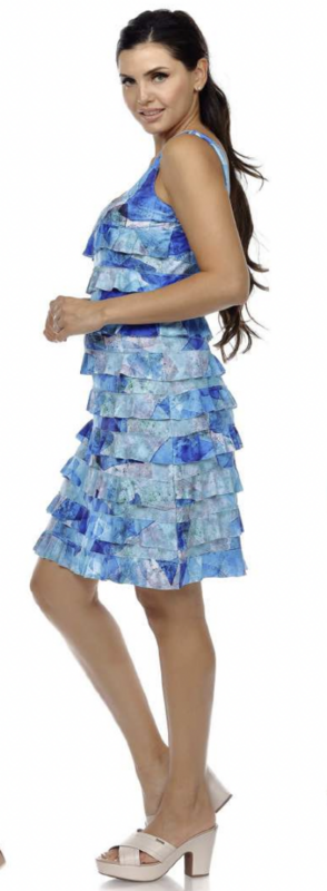 Aqua Blue Multi Ruffle Dress