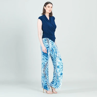 Navy Crossover Faux Wrap Top