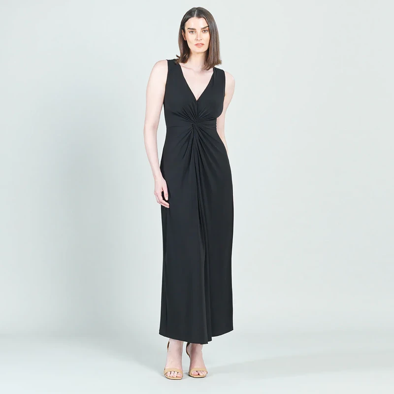 Black Center Slit Maxi Dress