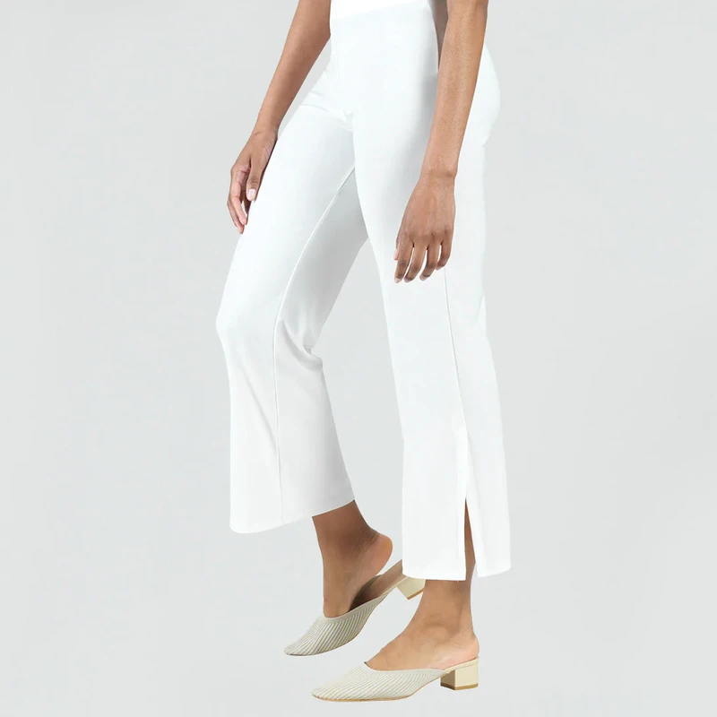 White Signature Side Slit Ankle Pant