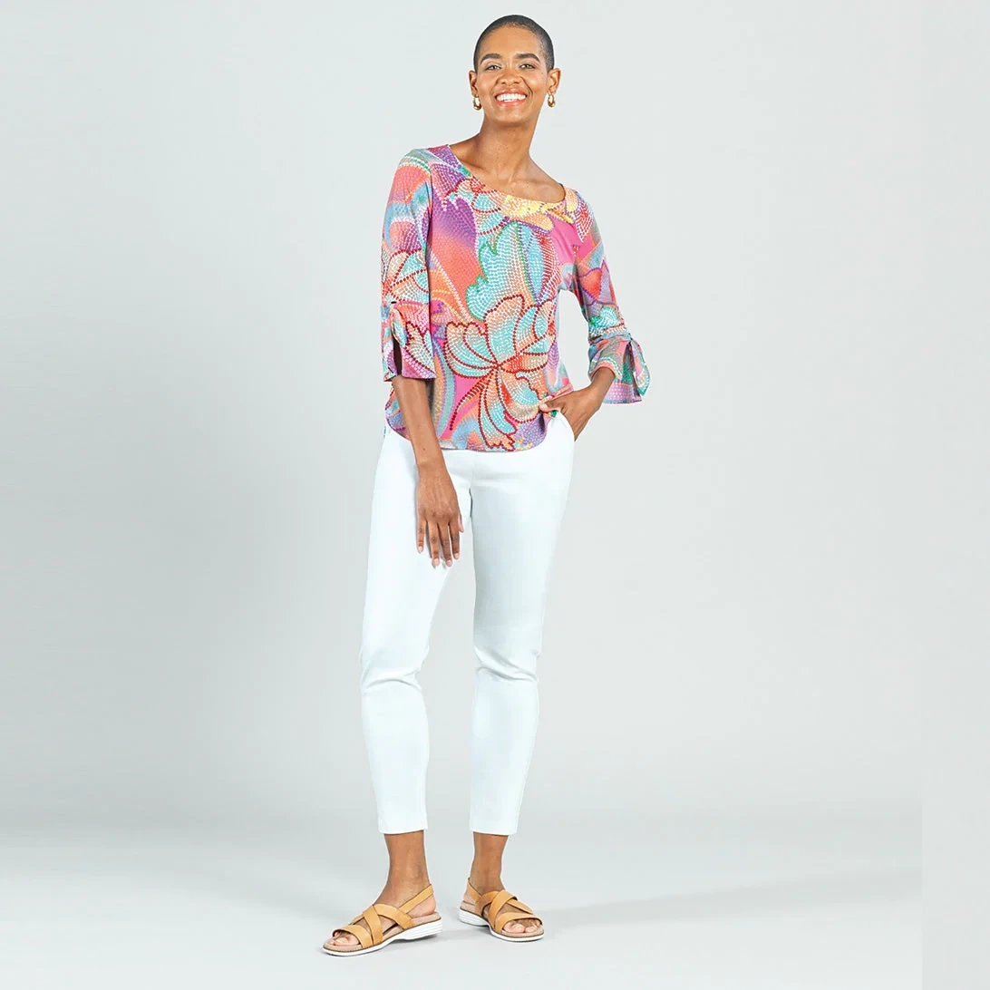 Mosaic Petal Tie Cuff Top