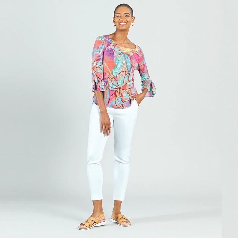 Mosaic Petal Tie Cuff Top