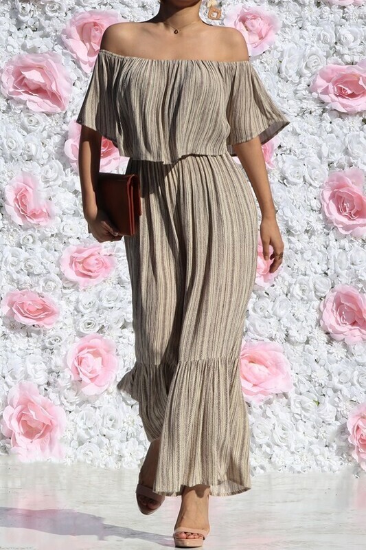 Earth Tone Boho Print Off The Shoulder Jumpsuit