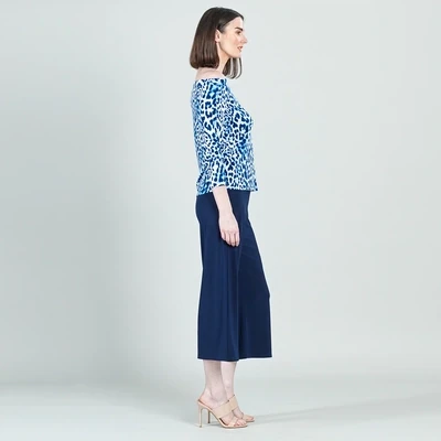 Royal Blue/White Baby Cheetah Off The Shoulder Top