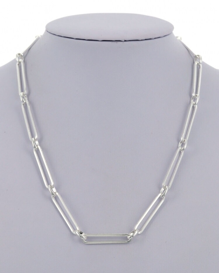 Designer Look Silver Link Toggle Necklace