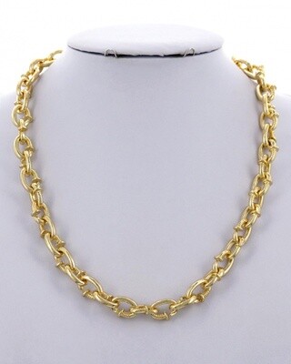 Gold Designer Look Link Chain Metal Necklace