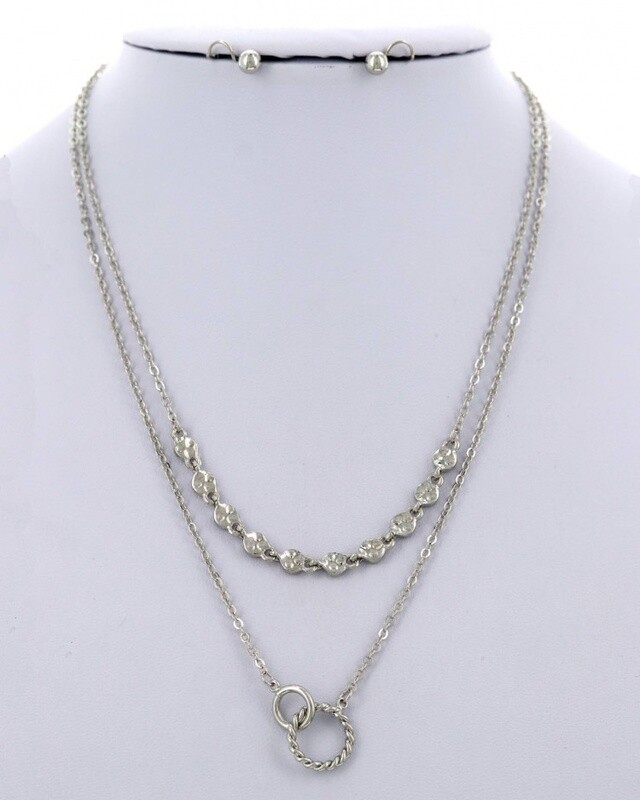 Linked Chain Layered Necklace &amp; Earring Set