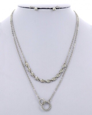 Linked Chain Layered Necklace & Earring Set