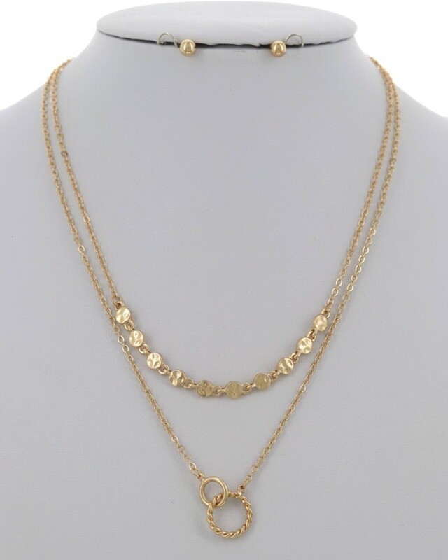 Linked Chain Layered Necklace &amp; Earring Set
