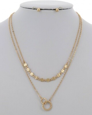 Linked Chain Layered Necklace & Earring Set