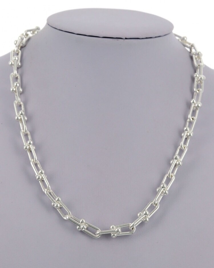 Silver Designer Look Interlocking Ball Link Necklace
