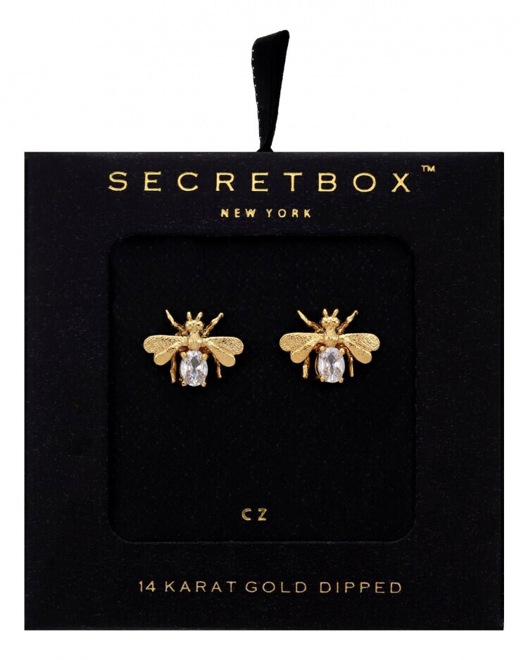 14K Gold Dipped Honeybee CZ Earring Set