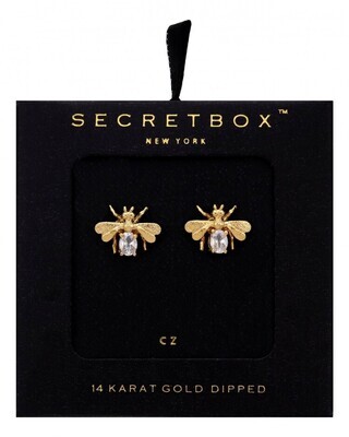 14K Gold Dipped Honeybee CZ Earring Set