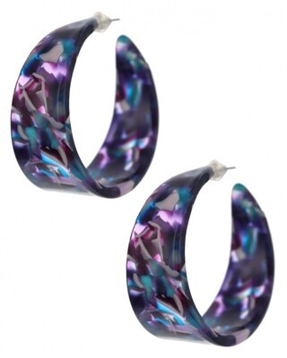Purple Cellulose Acetate Hoops Earring Set